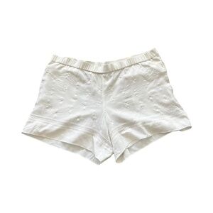 Anthropologie Elevenses | Ivory White Boho Embroidered Pull On Shorts, Medium